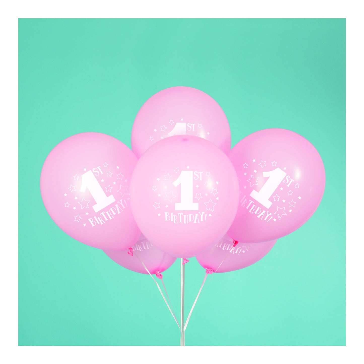 Stars Pink 1st Birthday 12" Latex Balloon 8ct