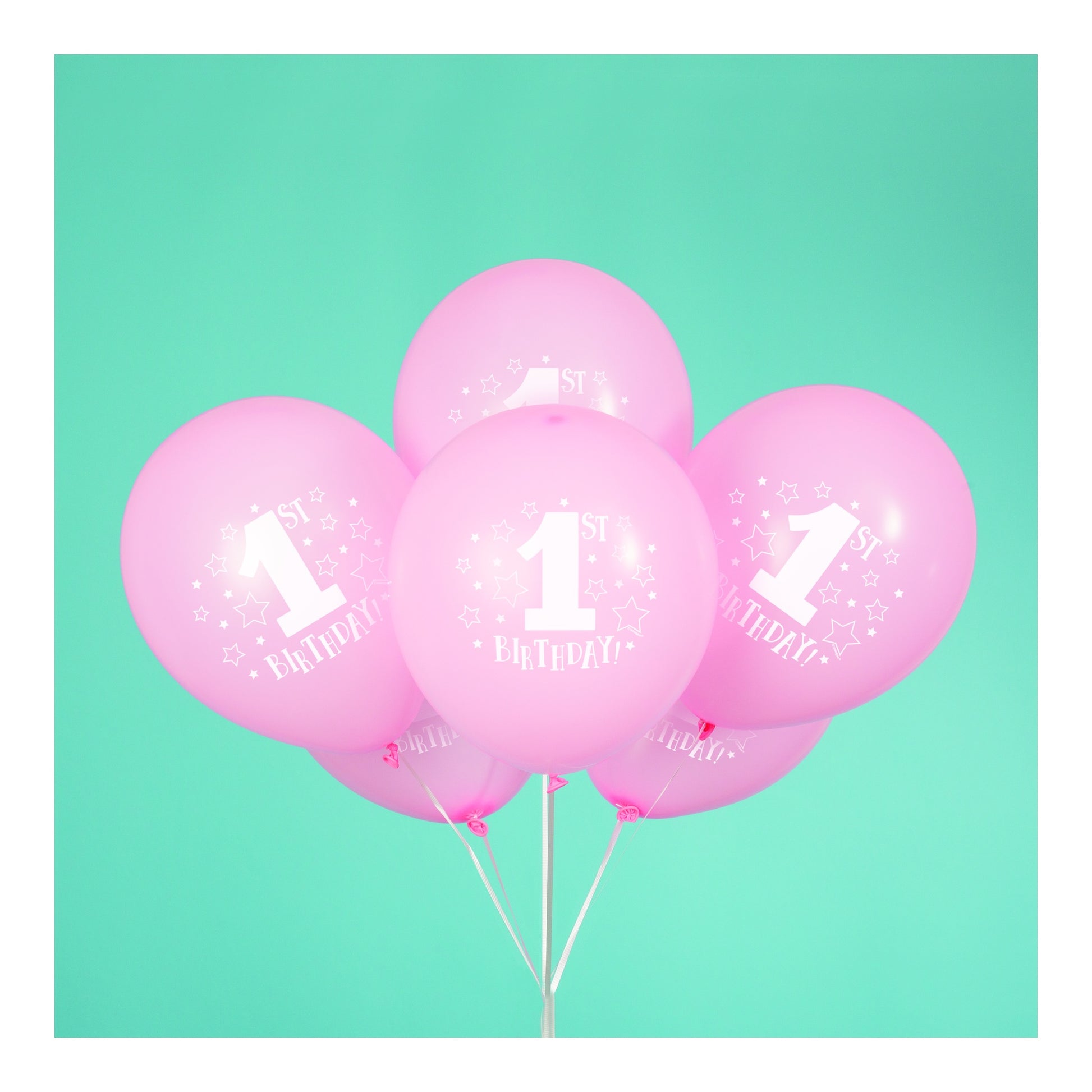 Stars Pink 1st Birthday 12" Latex Balloon 8ct