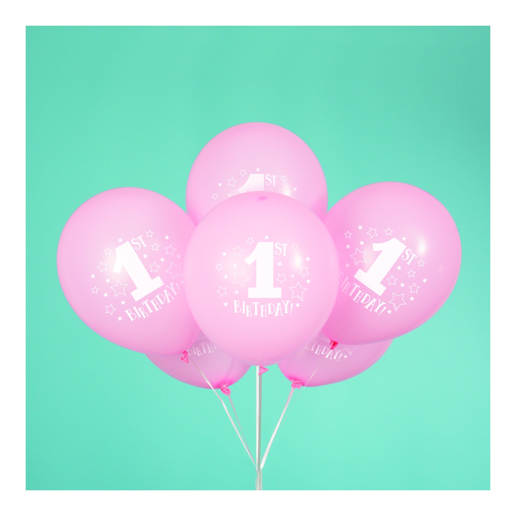 Stars Pink 1st Birthday 12" Latex Balloon 8ct