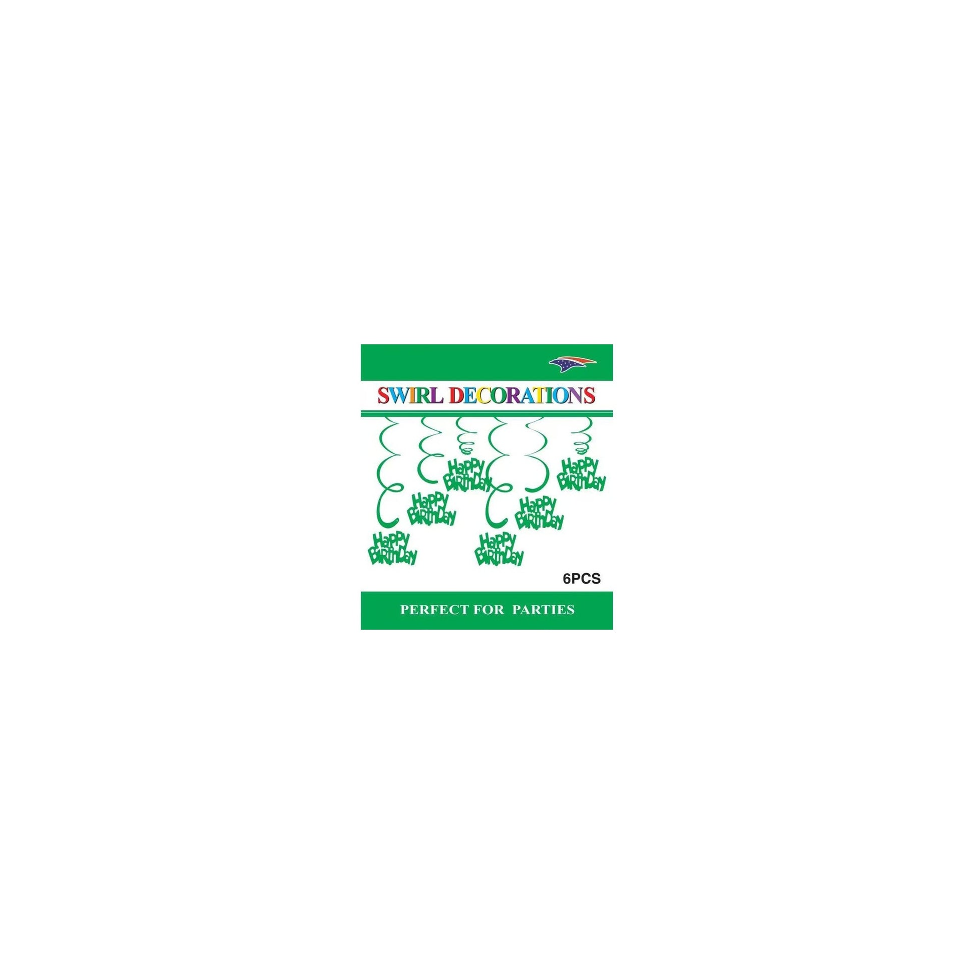 Swirl Decoration Hbd Emerald 6pc
