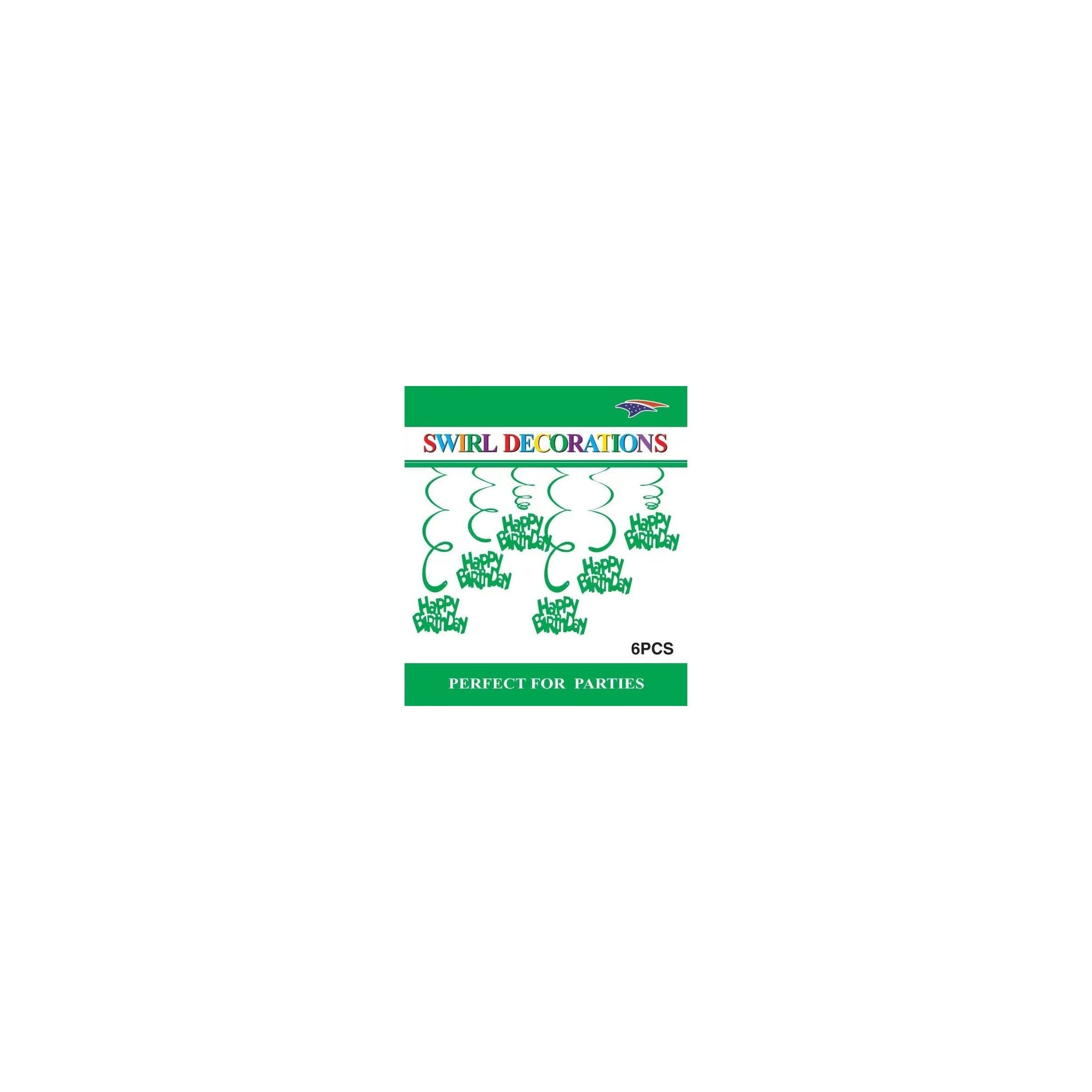 Swirl Decoration Hbd Emerald 6pc