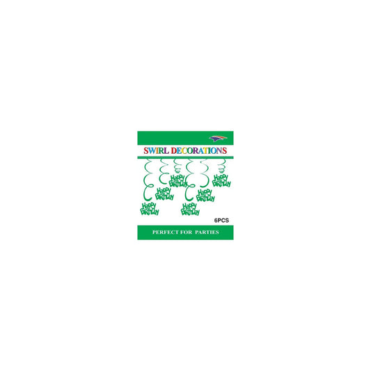 Swirl Decoration Hbd Emerald 6pc