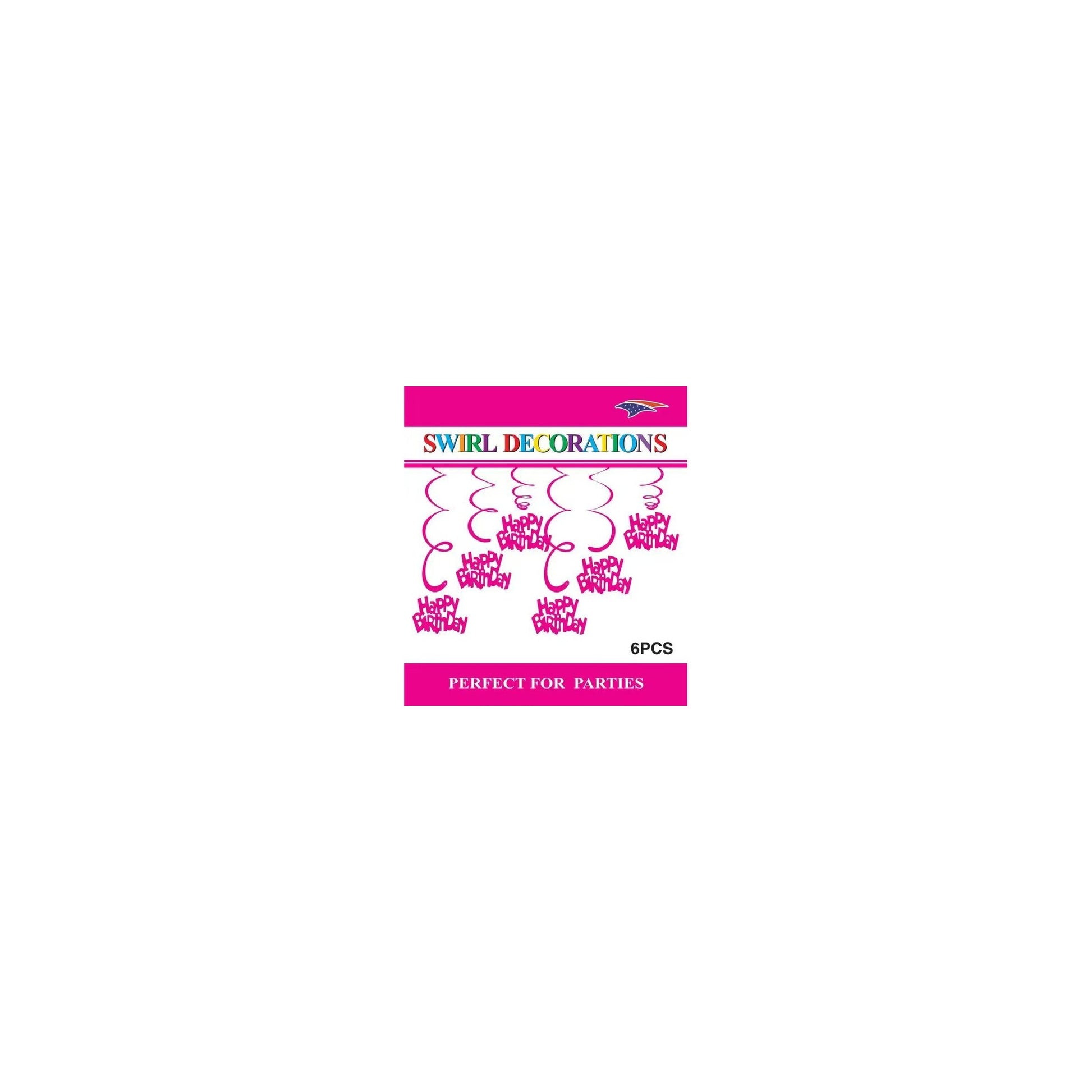 Swirl Decoration Hbd Fuchsia 6pc