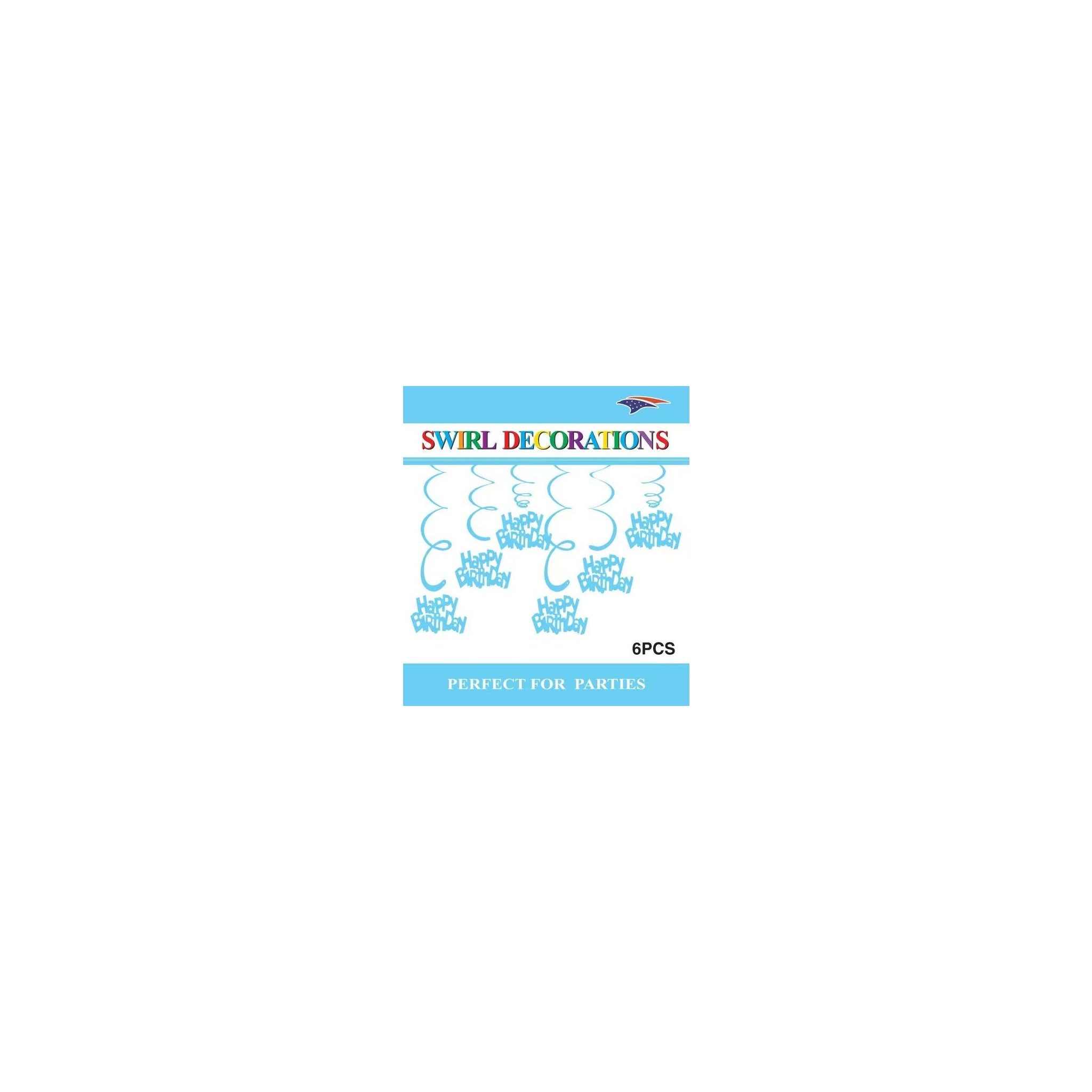 Swirl Decoration Hbd Light Blue 6pc