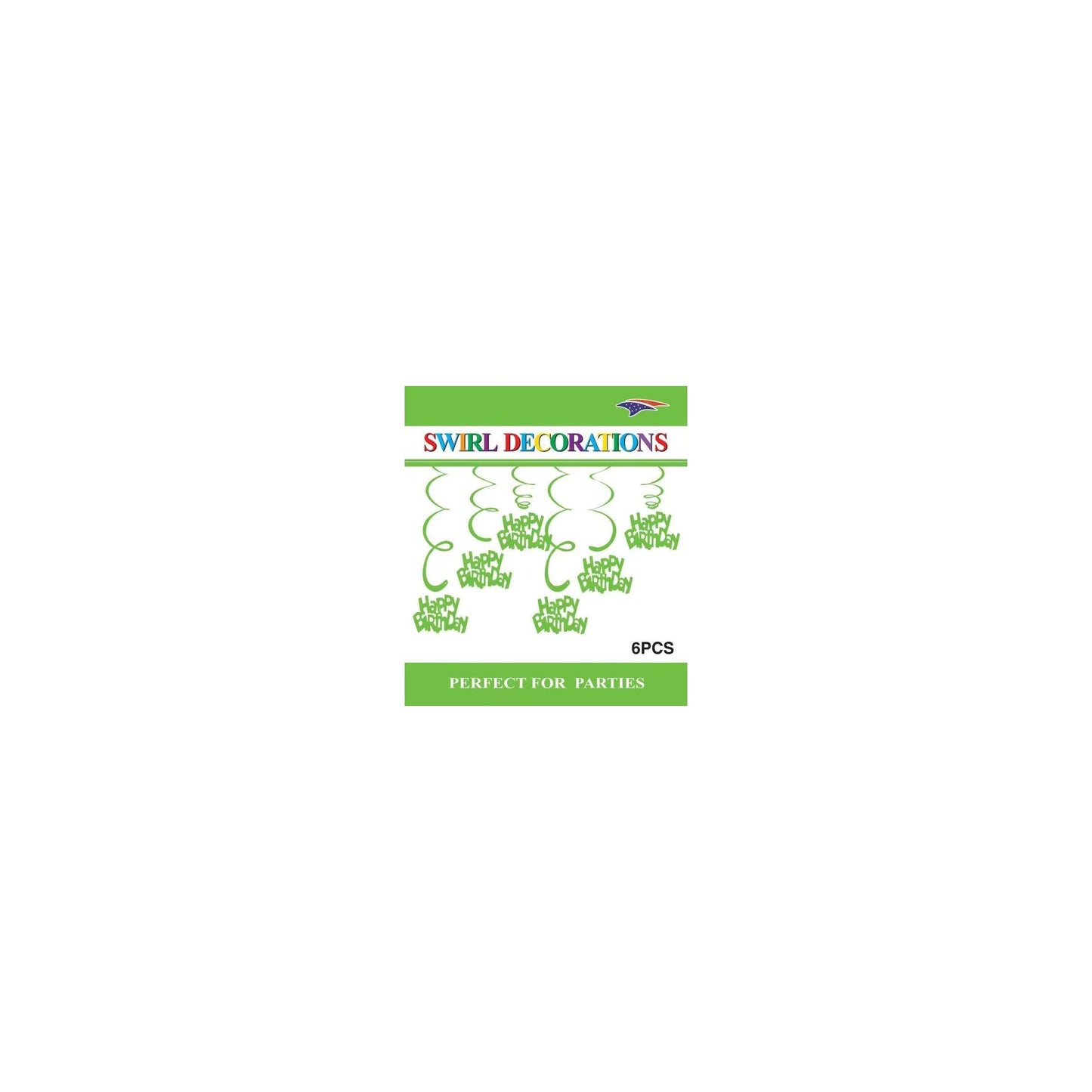 Swirl Decoration Hbd Lime Green 6pc