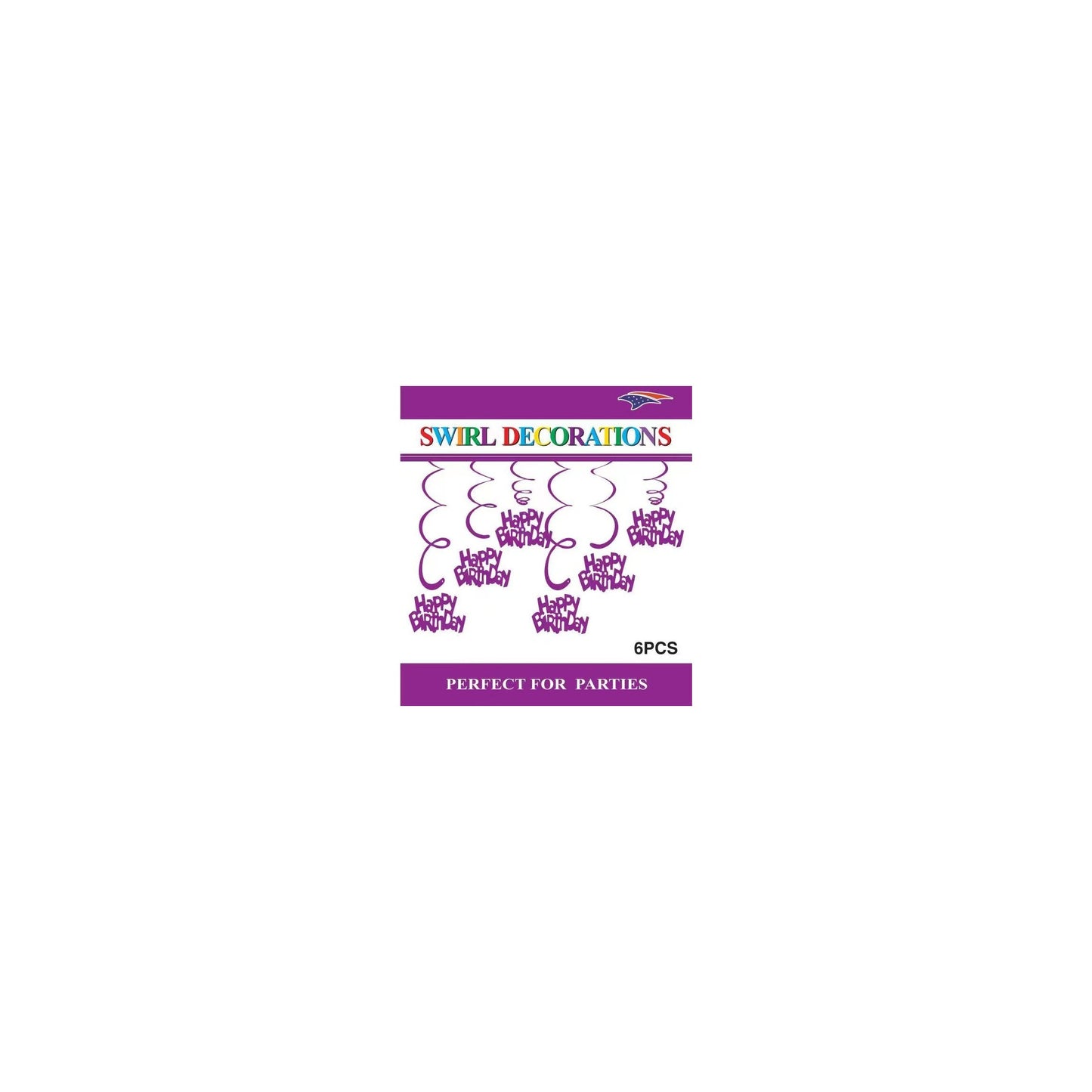 Swirl Decoration Hbd Purple 6pc
