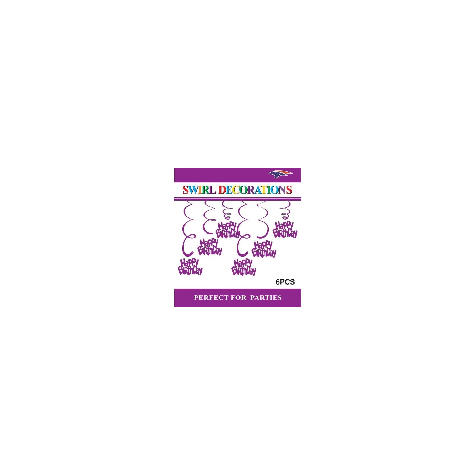 Swirl Decoration Hbd Purple 6pc