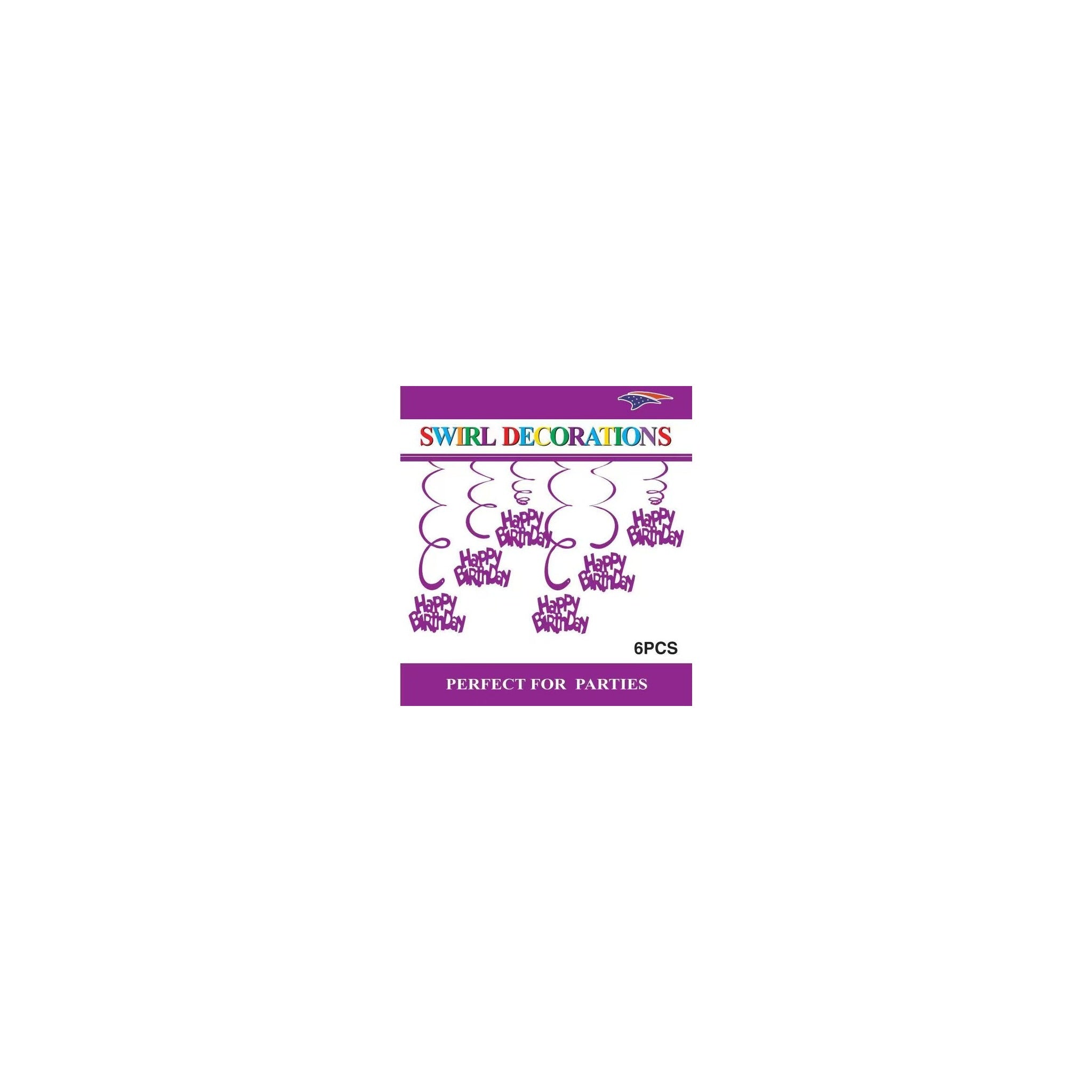 Swirl Decoration Hbd Purple 6pc