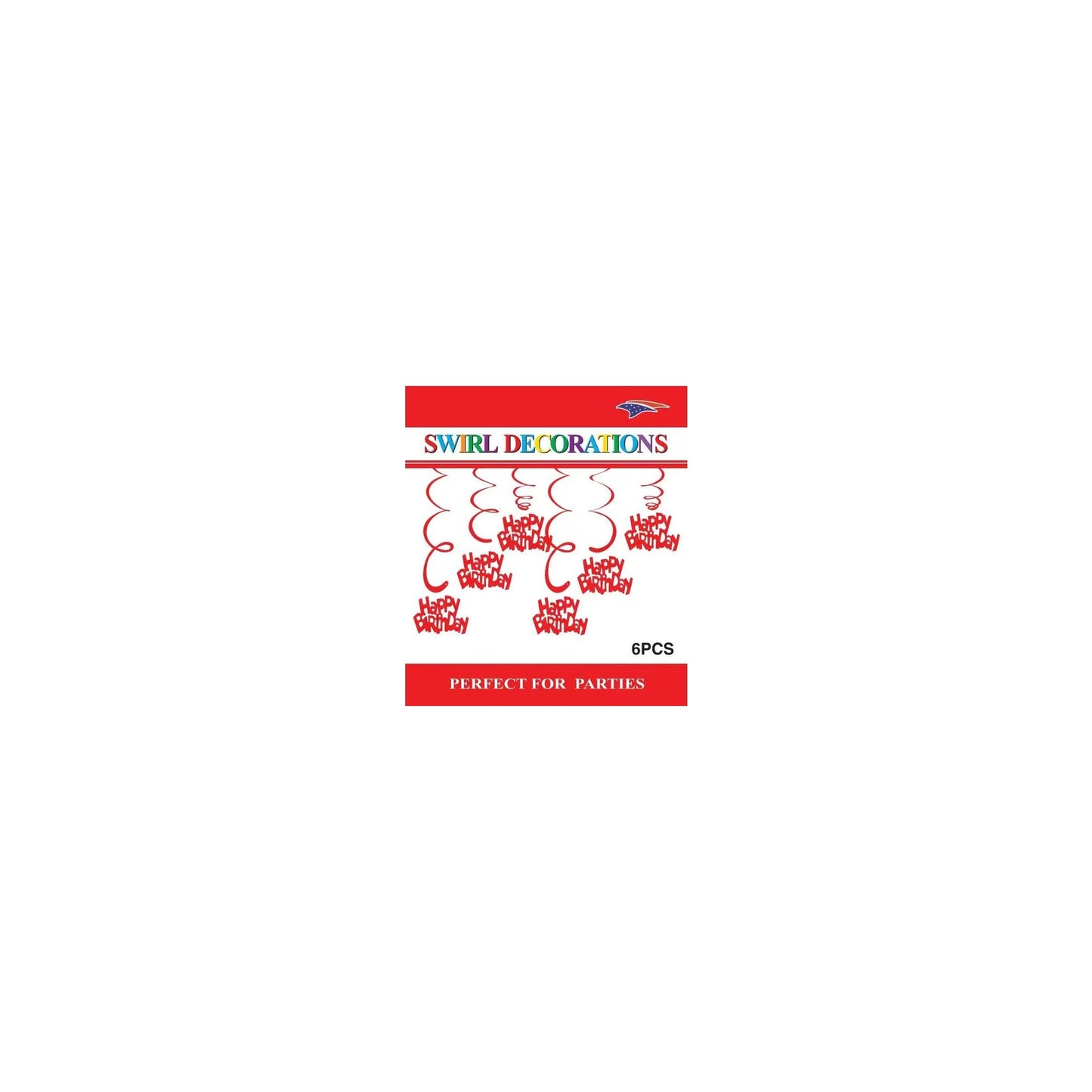 Swirl Decoration Hbd Red 6pc