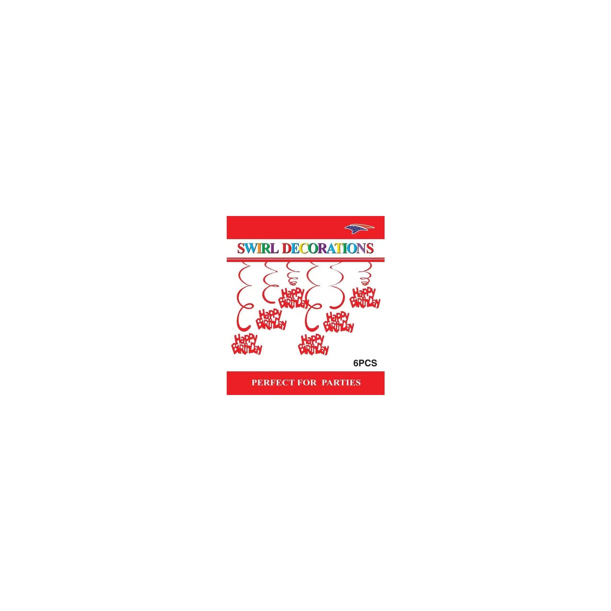 Swirl Decoration Hbd Red 6pc