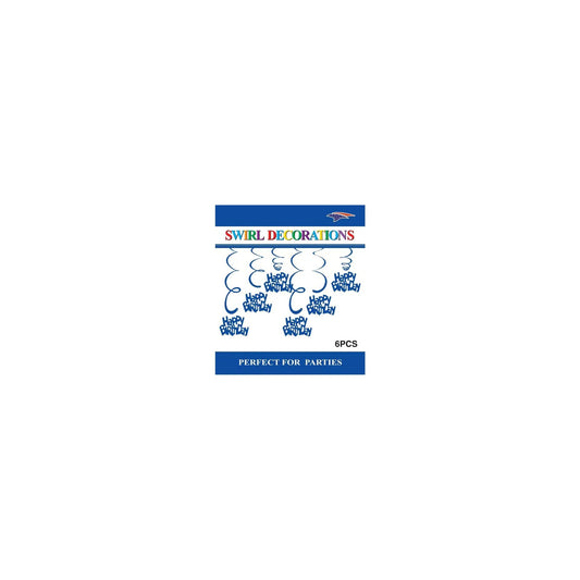 Swirl Decoration Hbd Royal Blue 6pc