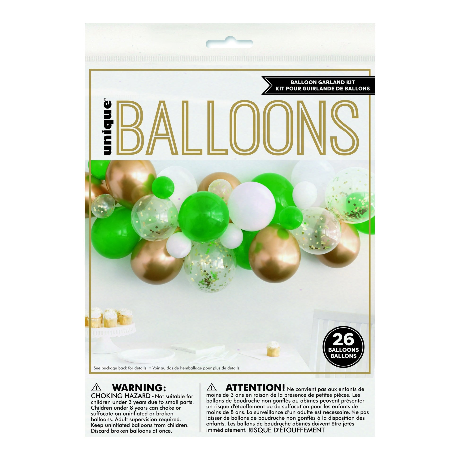 White/Green/Gold Balloon Garland 26ct