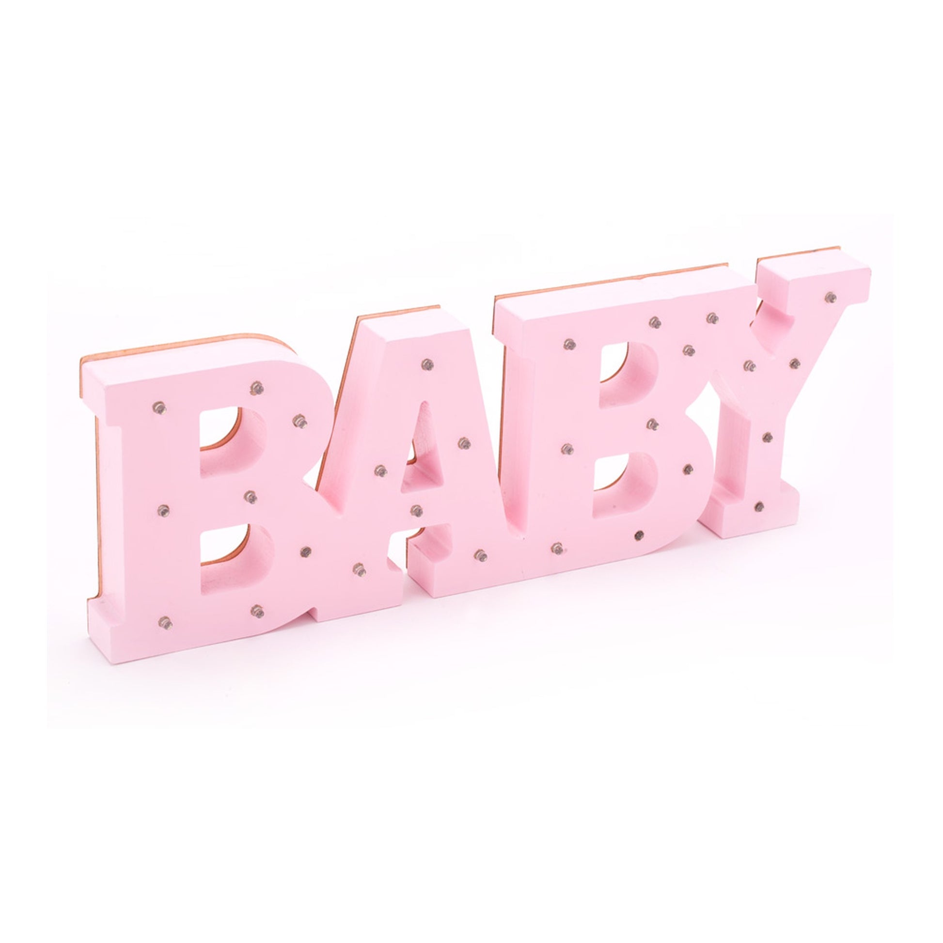 Wood LED Marquee "baby" Pink