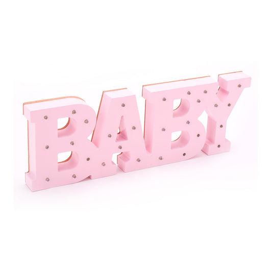 Wood LED Marquee "baby" Pink